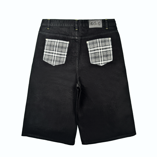 PLAID POCKET SHORTS - BLACK