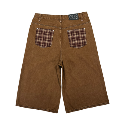 PLAID POCKET SHORTS - BROWN